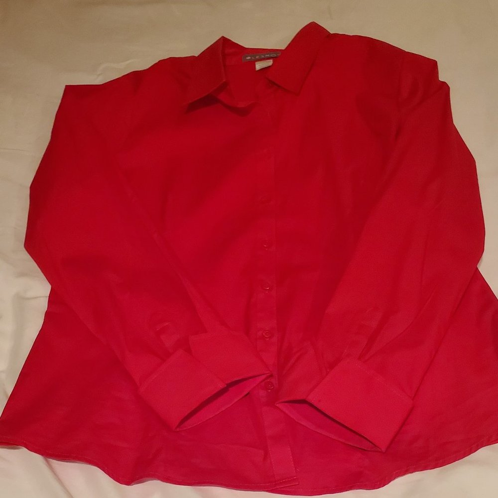 NWOT Red Button Down Blouse with Stretch